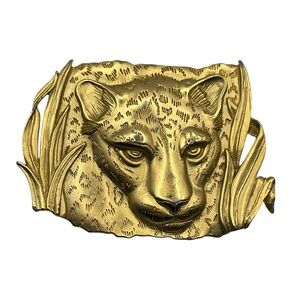 JJ 1986 leopard tiger cat gold tone vintage brooch pin